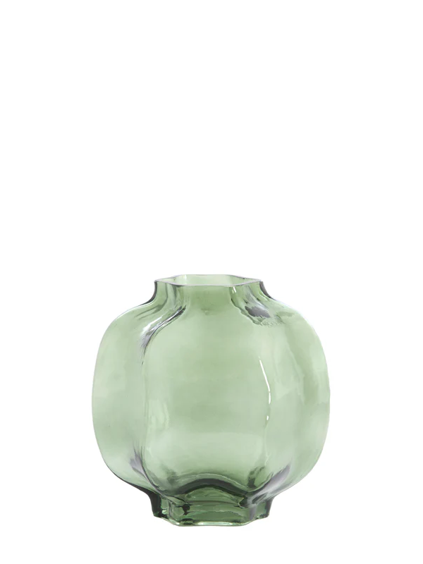 WAZON Falzes okrągły o nieregularnym kształcie, ciemnozielone przezroczyste szkło, nowoczesny styl, mały