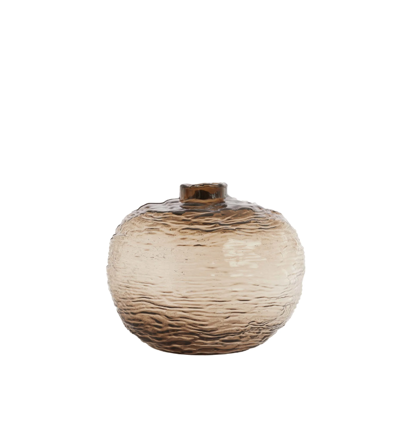 WAZON Gazzo brązowe, przydymione szkło, okrągły, nieregularna faktura, designerski styl