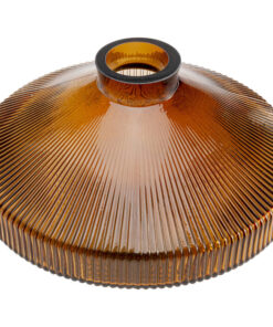 WAZON SZKLANY Daphne okrągły, zwężany ku dołowi i ku górze, brązowy kolor, prążkowana powierzchnia, nowoczesny styl, piękny