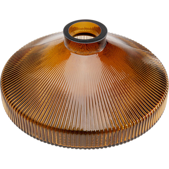 WAZON SZKLANY Daphne okrągły, zwężany ku dołowi i ku górze, brązowy kolor, prążkowana powierzchnia, nowoczesny styl, piękny