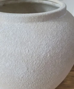 WAZON beżowy z kamionki, mrozoodporny, cylindryczny kształt, wyjątkowa faktura, nowoczesny styl, premium