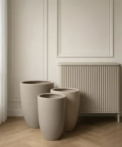 ZESTAW 3 DONIC z ceramiki mrozoodpornej, kaszmirowe, zwężane ku dołowi, duże rozmiary, piękne