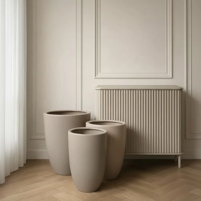 ZESTAW 3 DONIC z ceramiki mrozoodpornej, kaszmirowe, zwężane ku dołowi, duże rozmiary, piękne