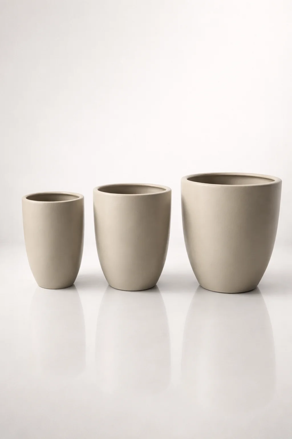 ZESTAW 3 DONIC z ceramiki mrozoodpornej, kaszmirowe, zwężane ku dołowi, duże rozmiary