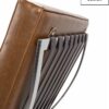 FOTEL Barcelona Vintage pokryty brązową ekoskórą przeszytą w elegancką kratkę, srebrne chromowane nogi, luksusowy styl, premium