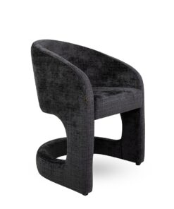 KRZESŁO Shelly o zaokrąglonych kształtach, czarna tapicerka o delikatnej strukturze, designerski styl