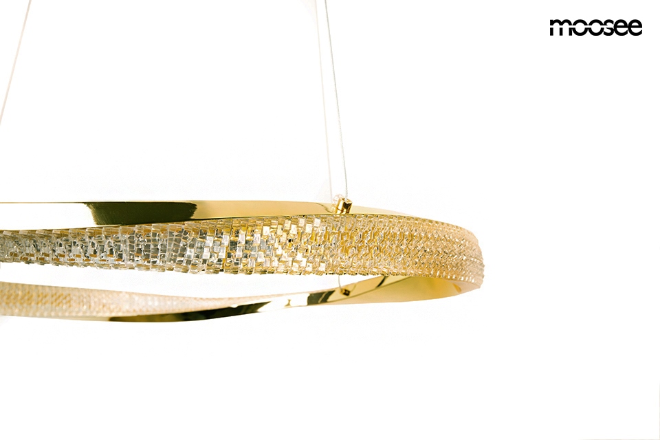 LAMPA WISZĄCA Anillo złota z delikatnymi, dekoracyjnymi kryształkami, okrągła, nowoczesny styl, wyjątkowa LAMPA WISZĄCA Anillo złota z delikatnymi, dekoracyjnymi kryształkami, okrągła, nowoczesny styl, wyjątkowa