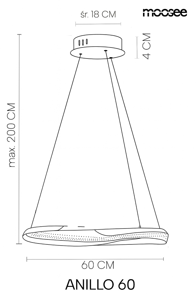 LAMPA WISZĄCA Anillo złota z delikatnymi, dekoracyjnymi kryształkami, okrągła, nowoczesny styl, wymiary LAMPA WISZĄCA Anillo złota z delikatnymi, dekoracyjnymi kryształkami, okrągła, nowoczesny styl, wymiary