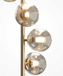 LAMPA PODŁOGOWA Dallas metalowa, złota, 6 źródeł światła ze szklanymi, transparentnymi kloszami, nowoczesny design, piękna