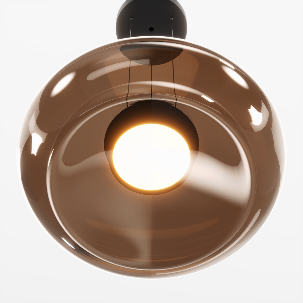 LAMPA WISZĄCA Bassa z okrągłym, szklanym kloszem w brązowej kolorystyce, czarny, metalowy stelaż, nowoczesny styl, ekskluzywny