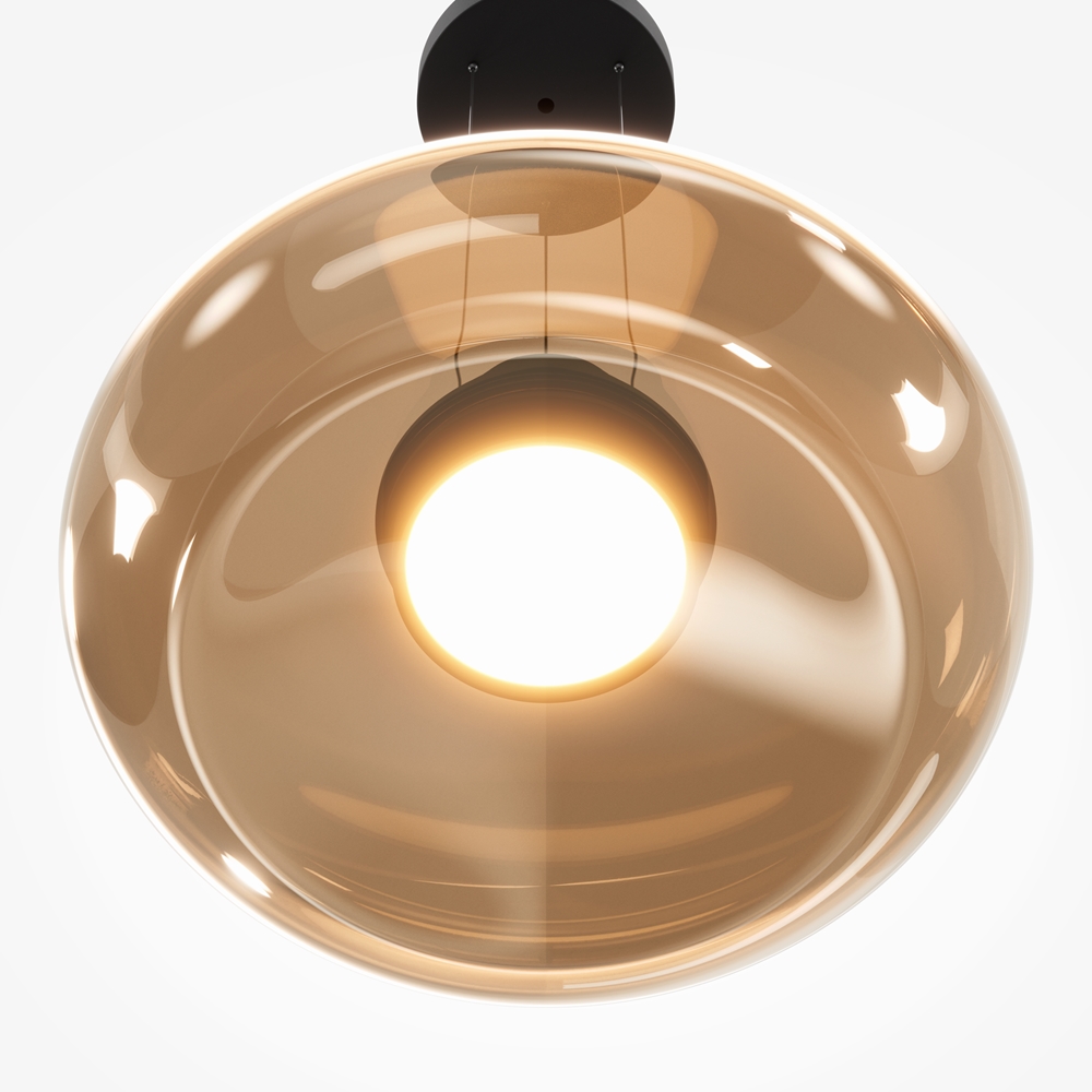 LAMPA WISZĄCA Bassa z okrągłym, szklanym kloszem w bursztynowej kolorystyce, czarny, metalowy stelaż, nowoczesny styl, ekskluzywna LAMPA WISZĄCA Bassa z okrągłym, szklanym kloszem w bursztynowej kolorystyce, czarny, metalowy stelaż, nowoczesny styl, ekskluzywna