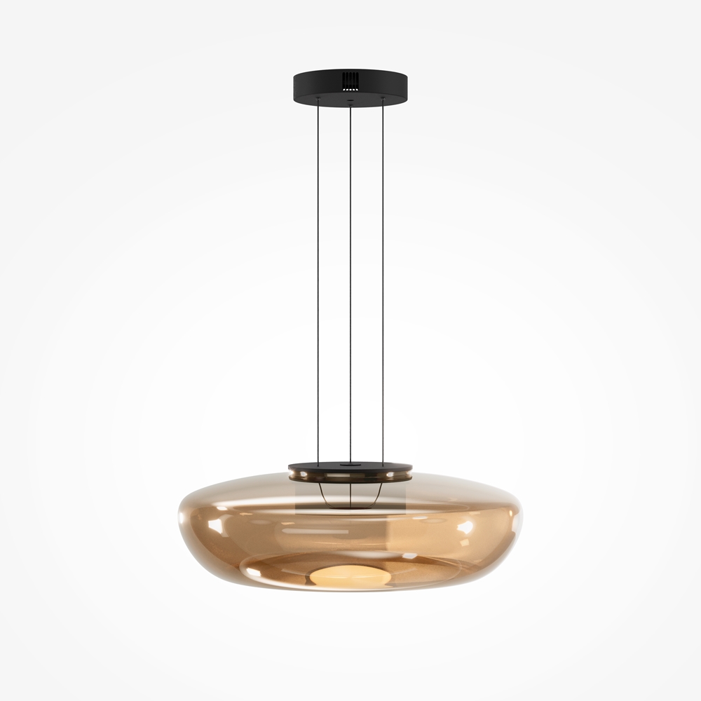 LAMPA WISZĄCA Bassa z okrągłym, szklanym kloszem w bursztynowej kolorystyce, czarny, metalowy stelaż, nowoczesny styl, piękna LAMPA WISZĄCA Bassa z okrągłym, szklanym kloszem w bursztynowej kolorystyce, czarny, metalowy stelaż, nowoczesny styl, piękna