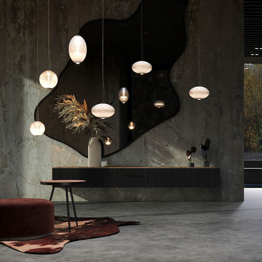 LAMPA WISZĄCA Bruma z chromowanym, metalowym mocowaniem, szklany klosz z diamentowym szlifem, nowoczesny design, do salonu