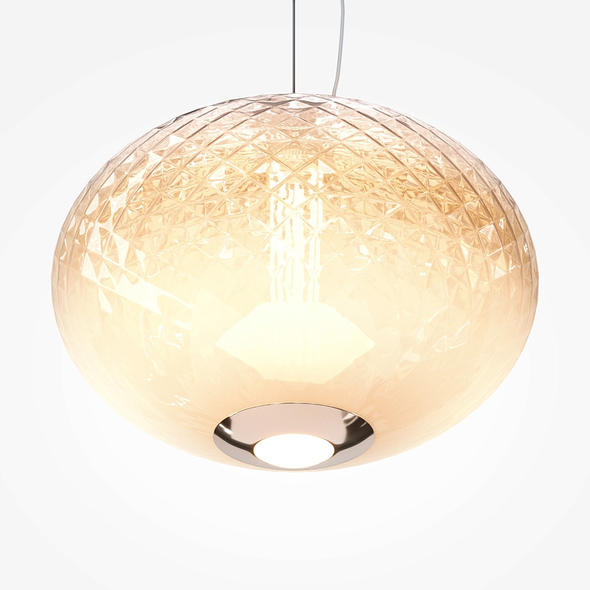 LAMPA WISZĄCA Bruma z chromowanym, metalowym mocowaniem, szklany klosz z diamentowym szlifem, nowoczesny design, piękna