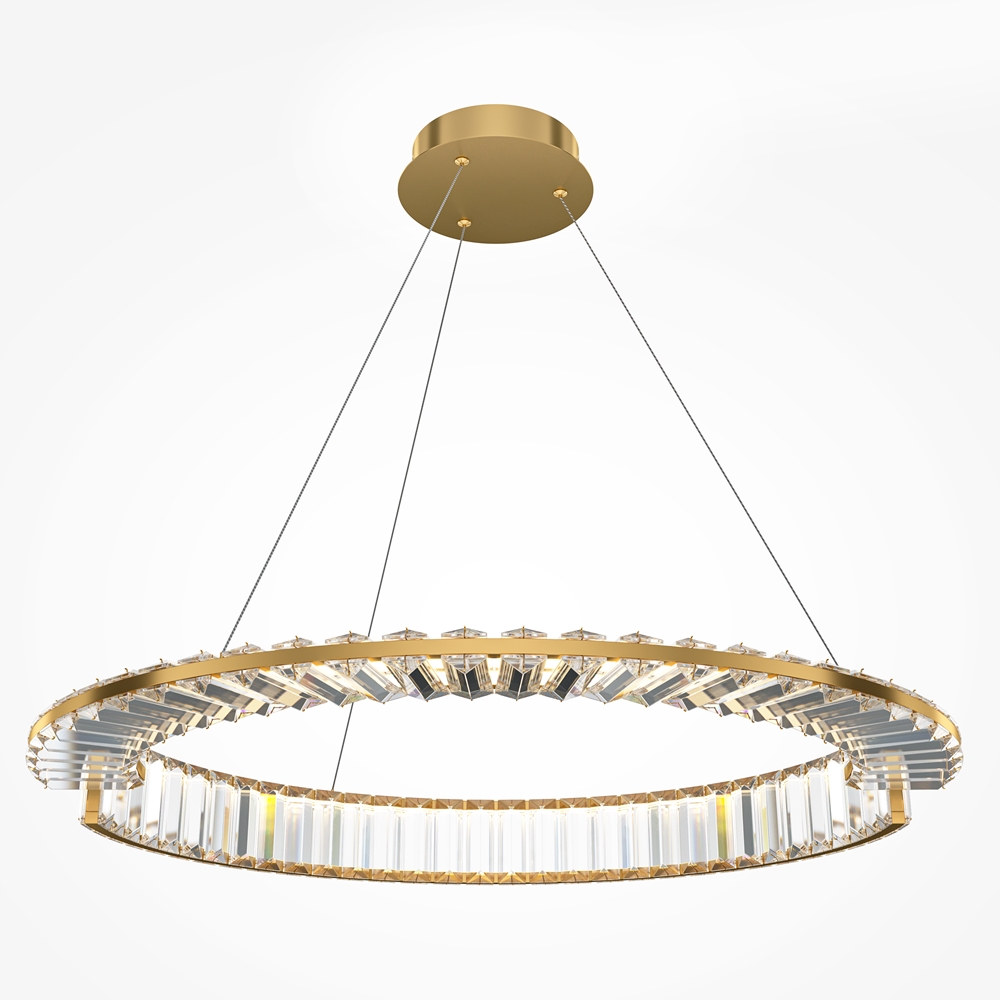 LAMPA WISZĄCA Krone z złotym, błyszczącym stelażem, okrągły kształt, kryształowe elementy, nowoczesny styl, nowoczesna LAMPA WISZĄCA Krone z złotym, błyszczącym stelażem, okrągły kształt, kryształowe elementy, nowoczesny styl, nowoczesna