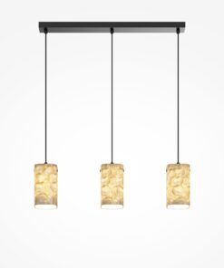 LAMPA WISZĄCA Maris z trzema źródłami światła, czarne mocowanie i przewody, szklane kwadratowe klosze