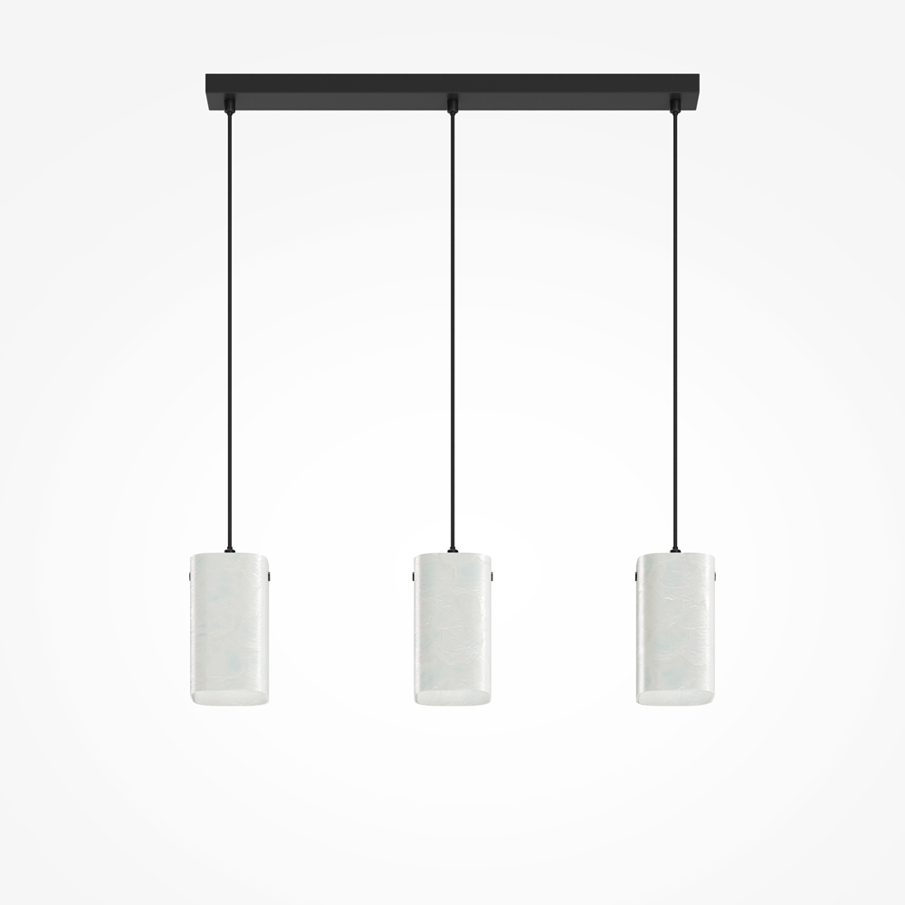 LAMPA WISZĄCA Maris z trzema źródłami światła, czarne mocowanie i przewody, szklane kwadratowe klosze, najwyższa jakość