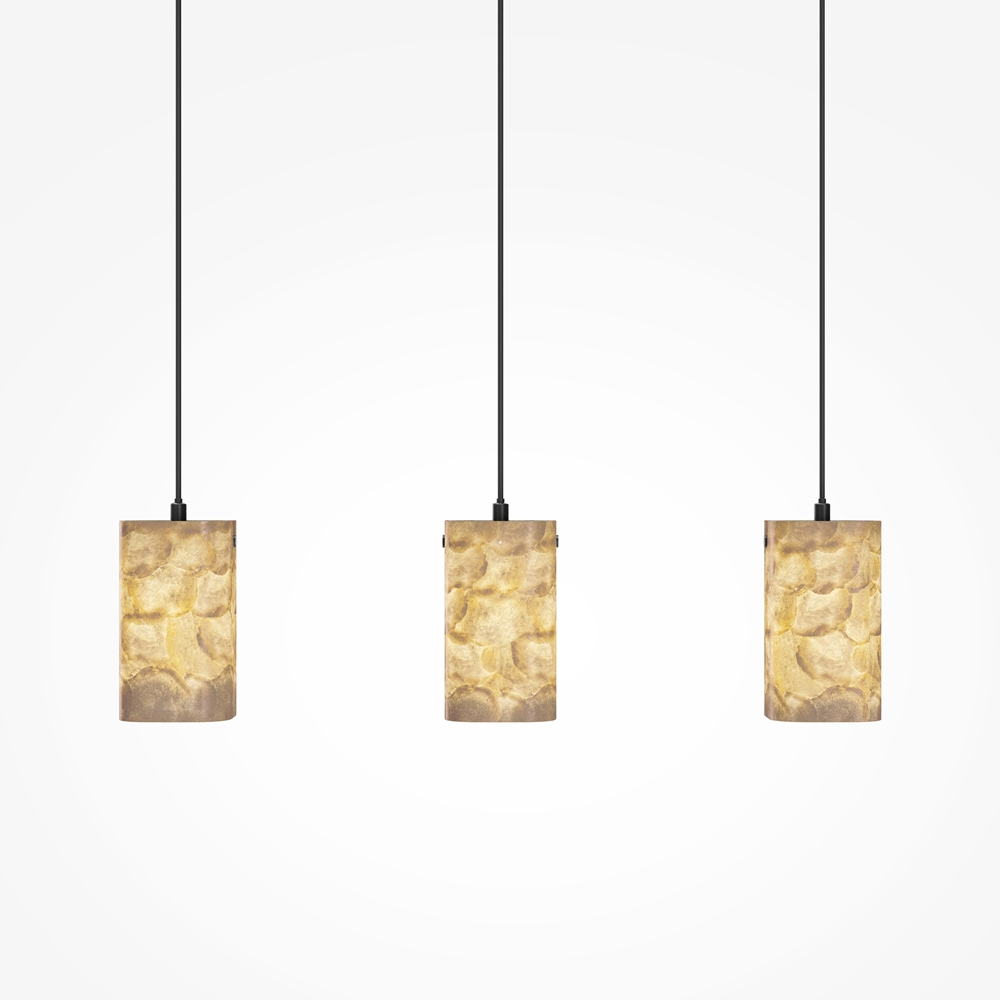 LAMPA WISZĄCA Maris z trzema źródłami światła, czarne mocowanie i przewody, szklane kwadratowe klosze, piękna