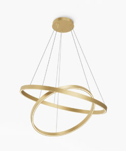 LAMPA WISZĄCA Rim w formie dwóch okrągłych obręczy w złotym wykończeniu, LED, nowoczesny styl