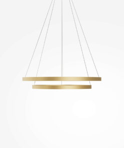 LAMPA WISZĄCA Rim w formie dwóch okrągłych obręczy w złotym wykończeniu, LED, nowoczesny styl, ekskluzywna