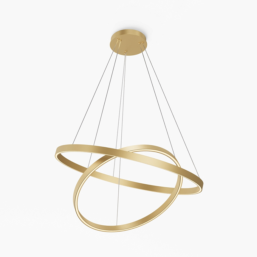 LAMPA WISZĄCA Rim w formie dwóch okrągłych obręczy w złotym wykończeniu, LED, nowoczesny styl LAMPA WISZĄCA Rim w formie dwóch okrągłych obręczy w złotym wykończeniu, LED, nowoczesny styl