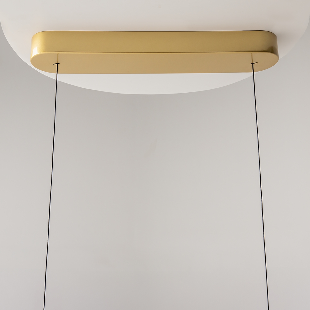 LAMPA WISZĄCA Spirito złoty, metalowy stelaż, trzy szklane klosze w transparentno-złotym ombre, nowoczesny styl, wyjątkowa