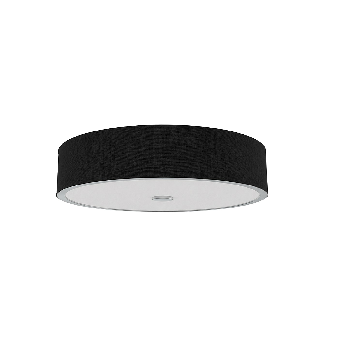 PLAFON Zalindro Cromo Nero okrągły, chromowane, metalowe detale, czarny materiałowy abażur, biała, akrylowa pokrywa PLAFON Zalindro Cromo Nero okrągły, chromowane, metalowe detale, czarny materiałowy abażur, biała, akrylowa pokrywa