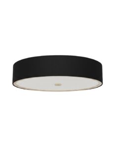 PLAFON Zalindro Gold Nero okrągły, złote, metalowe detale, czarny materiałowy abażur, biała, akrylowa pokrywa
