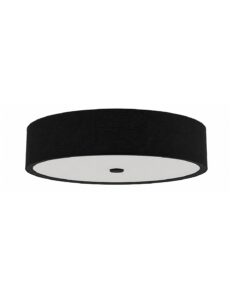 PLAFON Zalindro Nero Nero okrągły, czarne, metalowe detale, czarny materiałowy abażur, biała, akrylowa pokrywa
