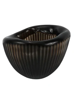 WAZON DONICZKA szklana, ręcznie robiona, plisowane, brązowe szkło, nowoczesny design