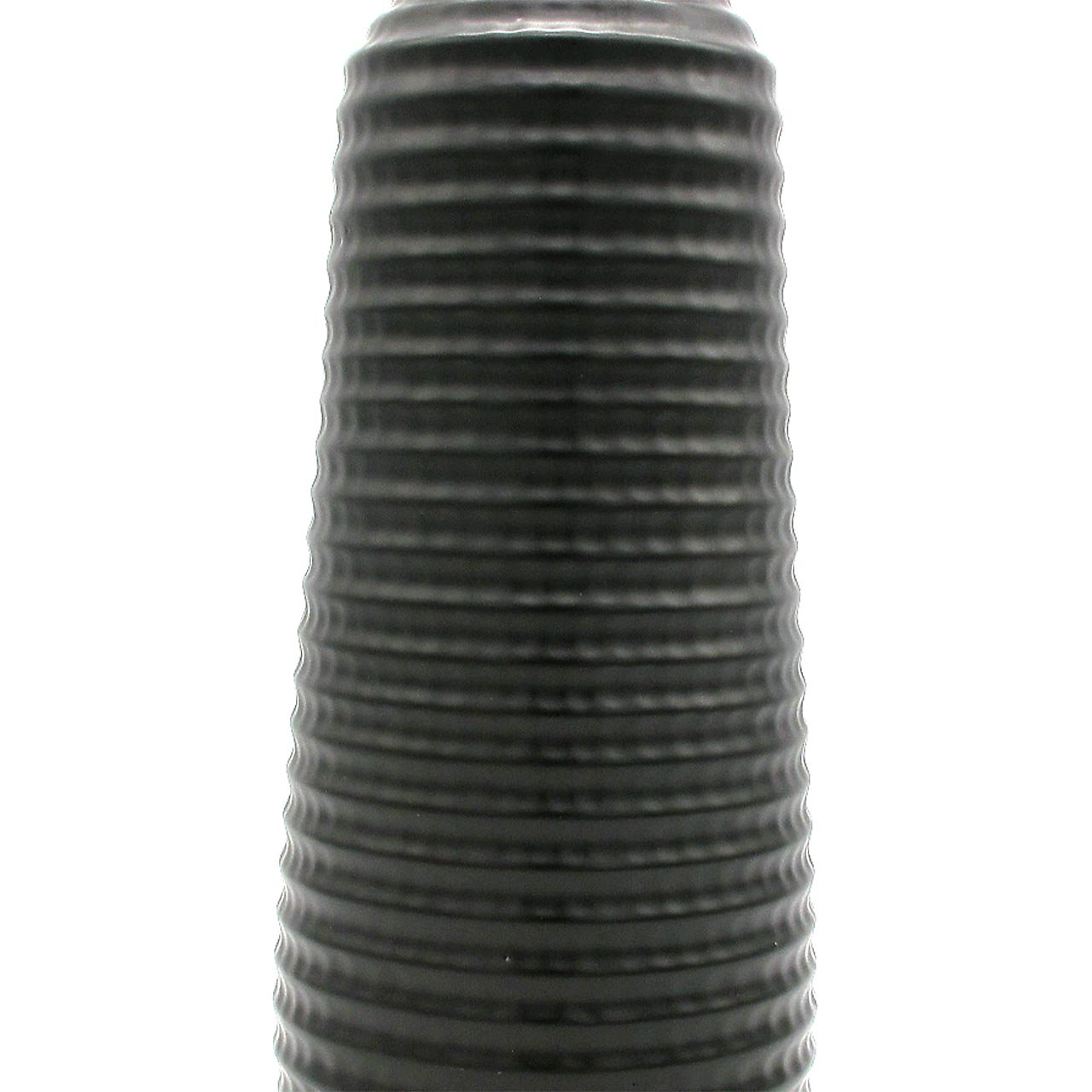 WAZON ceramiczny, czarny, okrągły, poziome prążkowania, nowoczesny, piękny