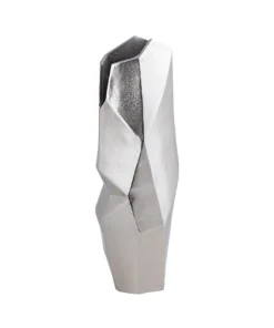 WAZON dekoracyjny, aluminiowy, geometryczna forma, srebrne wykończenie