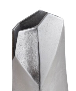 WAZON dekoracyjny, aluminiowy, geometryczna forma, srebrne wykończenie, piękny
