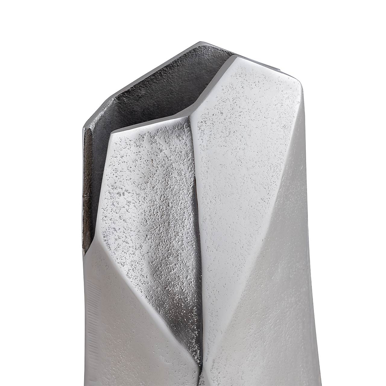 WAZON dekoracyjny, aluminiowy, geometryczna forma, srebrne wykończenie, piękny