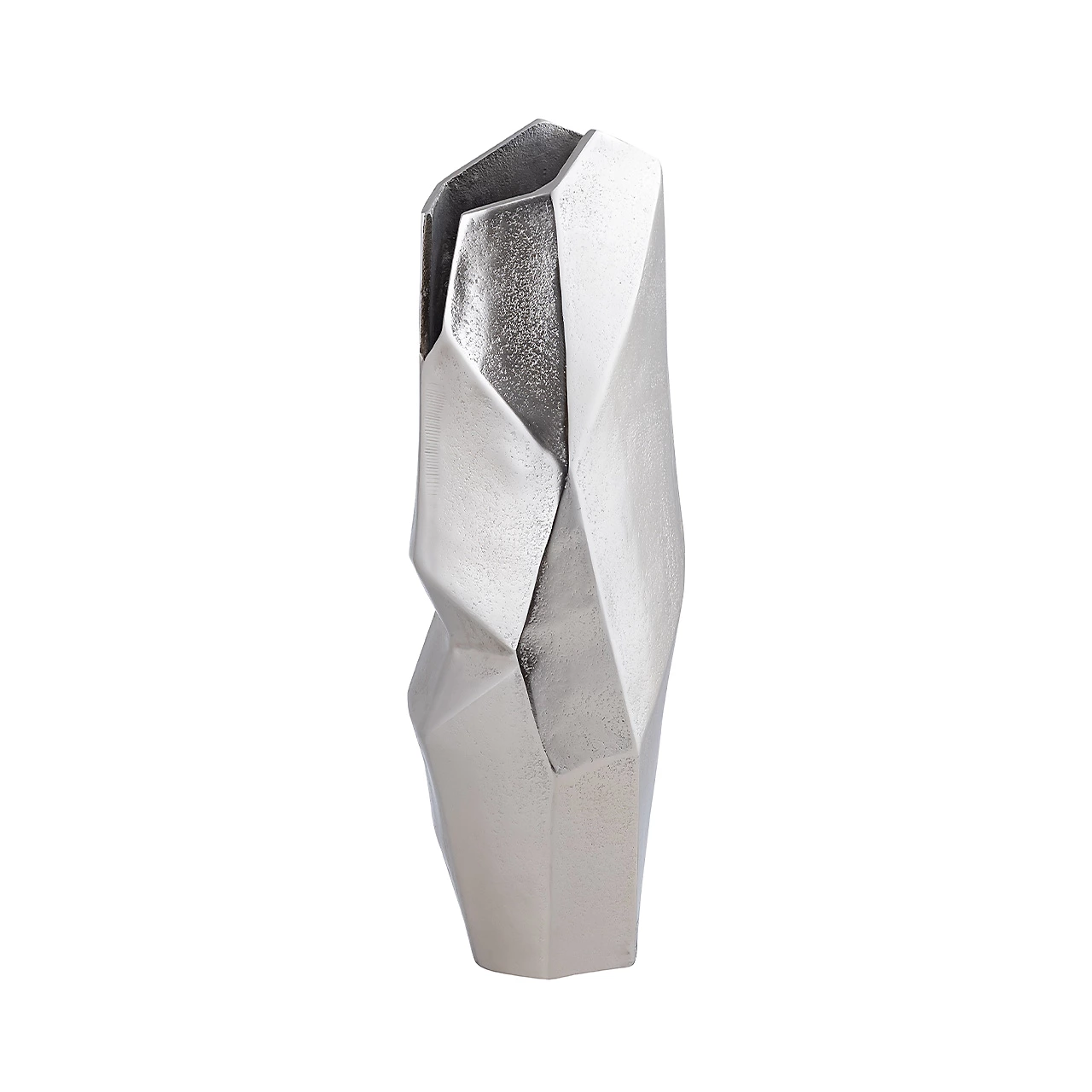 WAZON dekoracyjny, aluminiowy, geometryczna forma, srebrne wykończenie