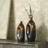 WAZON dekoracyjny ceramiczny, czarno-złoty, nieregularny kształt, designerski, ekskluzywny