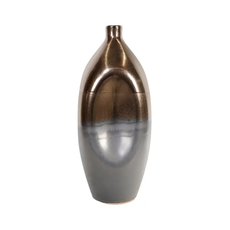 WAZON dekoracyjny ceramiczny, czarno-złoty, nieregularny kształt, designerski, wyjątkowy