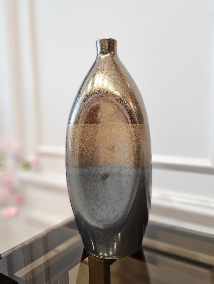 WAZON dekoracyjny ceramiczny, czarno-złoty, nieregularny kształt, designerski, piękny WAZON dekoracyjny ceramiczny, czarno-złoty, nieregularny kształt, designerski, piękny