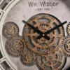 ZEGAR ŚCIENNY okrągły z widocznym mechanizmem, kremowo biała tarcz, cyfry rzymskie, klasyczny styl, ekskluzywny ZEGAR ŚCIENNY okrągły z widocznym mechanizmem, kremowo biała tarcz, cyfry rzymskie, klasyczny styl, ekskluzywny
