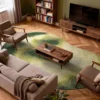 DYWAN Aquarelle Leaf o nieregularnym kształcie w odcieniach zieleni, designerski styl, piękny