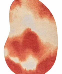 DYWAN Aquarelle Rust o nieregularnym kształcie w odcieniu rdzawej czerwieni, designerski styl