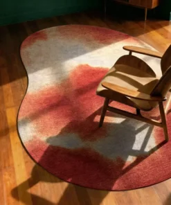 DYWAN Aquarelle Rust o nieregularnym kształcie w odcieniu rdzawej czerwieni, designerski styl, piękny