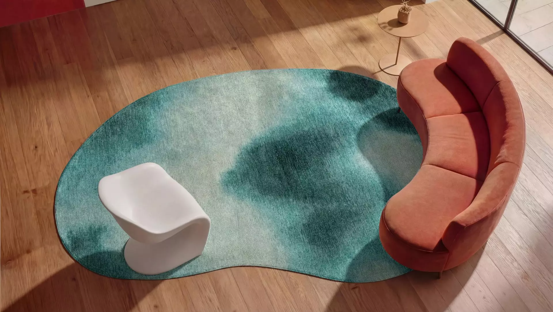 DYWAN Aquarelle Storms o nieregularnym kształcie w niebieskich odcieniach, designerski styl, piękny