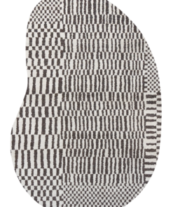 DYWAN Berber Peanut Caidal nieregularny kształt, szaro-czarna kolorystyka, geometryczny wzór, nowoczesny styl