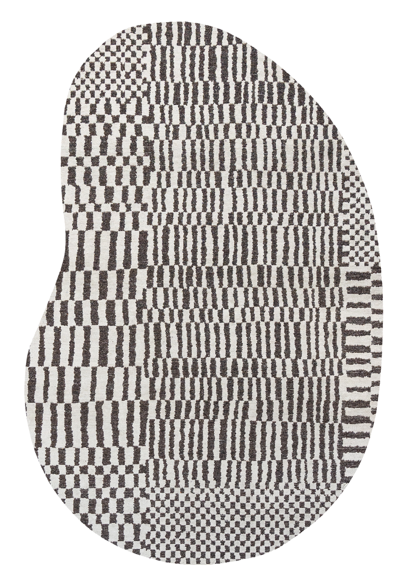 DYWAN Berber Peanut Caidal nieregularny kształt, szaro-czarna kolorystyka, geometryczny wzór, nowoczesny styl DYWAN Berber Peanut Caidal nieregularny kształt, szaro-czarna kolorystyka, geometryczny wzór, nowoczesny styl