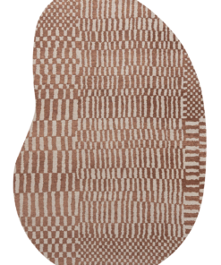 DYWAN Berber Peanut Ksar nieregularny kształt, szaro-brązowa kolorystyka, geometryczny wzór, nowoczesny styl