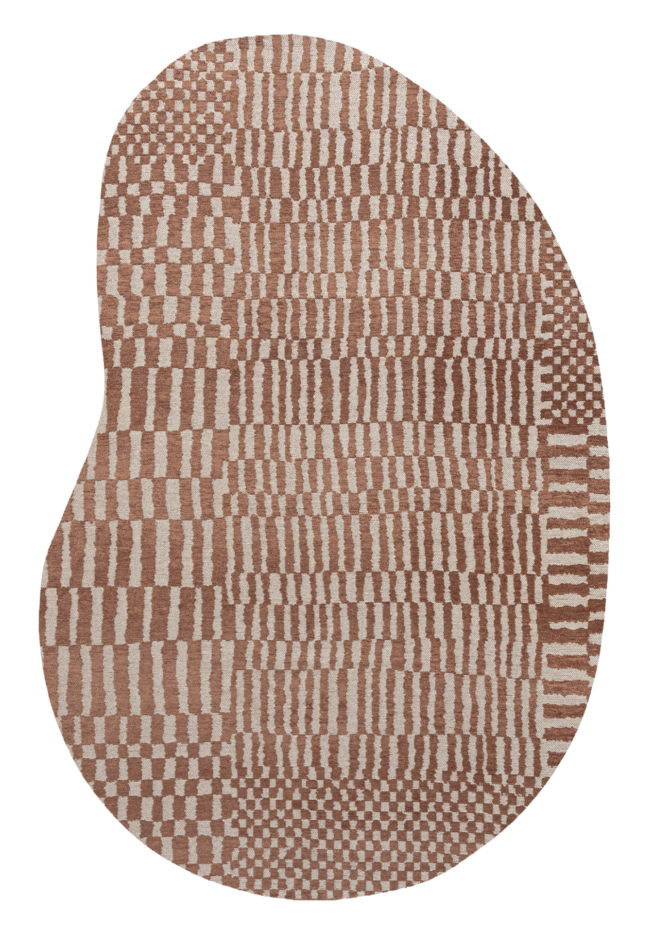 DYWAN Berber Peanut Ksar nieregularny kształt, szaro-brązowa kolorystyka, geometryczny wzór, nowoczesny styl
