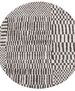 DYWAN Berber Round Caidal okrągły, szaro-czarna kolorystyka, geometryczny wzór, nowoczesny styl