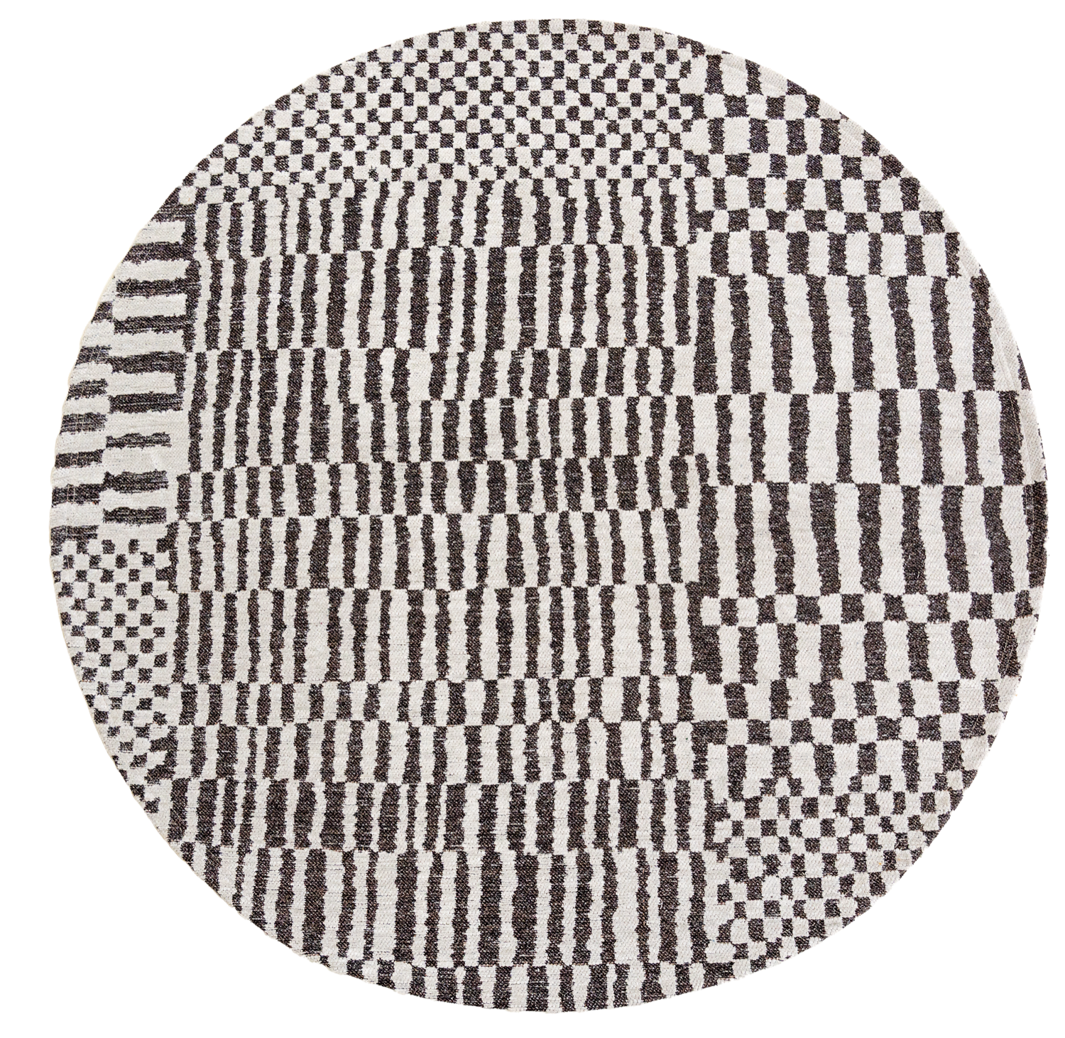 DYWAN Berber Round Caidal okrągły, szaro-czarna kolorystyka, geometryczny wzór, nowoczesny styl