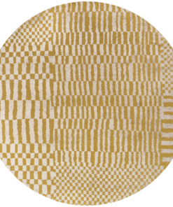 DYWAN Berber Round Erg okrągły, szaro-żóła kolorystyka, geometryczny wzór, nowoczesny styl